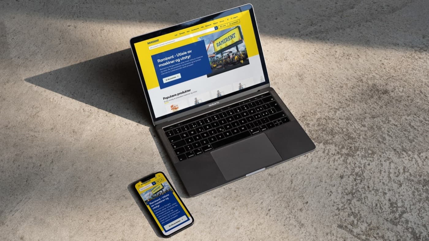 Ramirent digital rental platform displayed on desktop and mobile devices